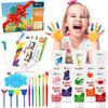27PCS Kids Washable Finger Paint Set, 8 Colors Non Toxic Finger Paints, Finger Paint Paper, Brushes, Sponges, Art Painting Supplies for Toddlers,Finger Painting Supplies for Kids Boys Girls Gifts view 1