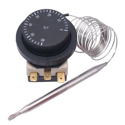 NIXCON 1NC 1NO 250V/380V 16A 0-60Temperature Control Switch Capillary Thermostat Temperature Controlled Switch Controller Sensor 0-60C