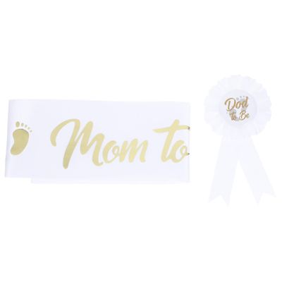 Abaodam 1set Dad Badge Pin Mommy Sash Shower Decoration Accessories for Expecting Parents Chic Design Lightweight Comfortable Kit for Celebrating
