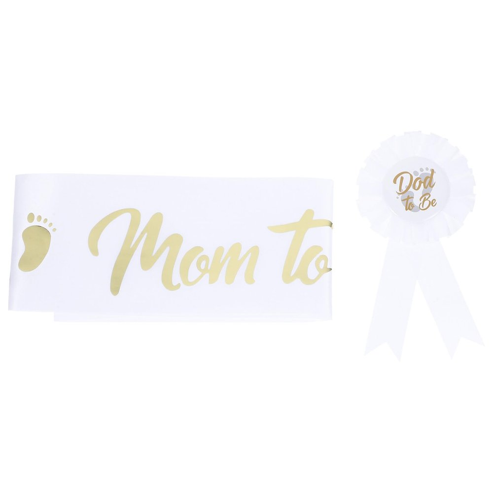 Abaodam 1set Dad Badge Pin Mommy Sash Shower Decoration Accessories for Expecting Parents Chic Design Lightweight Comfortable Kit for Celebrating