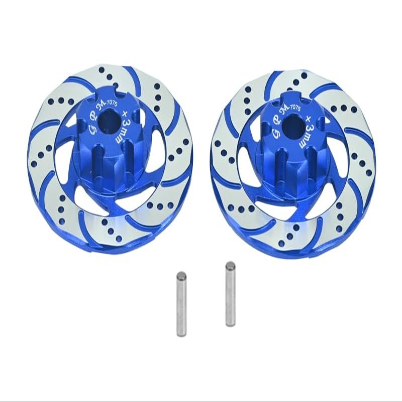 GPM Upgrades Aluminum 7075 +3Mm Front/Rear Hex With Brake Disk With Silver Lining for 1/7 Unlimited Desert Racer-85076-4 (blue)