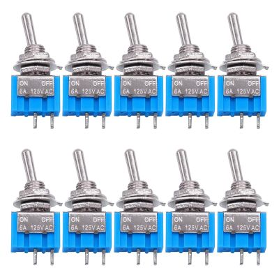 NIXCON 10PCS 2 Pin SPST Touch ON/Off 6A 125V 2 Position Mini Miniature Toggle Switc