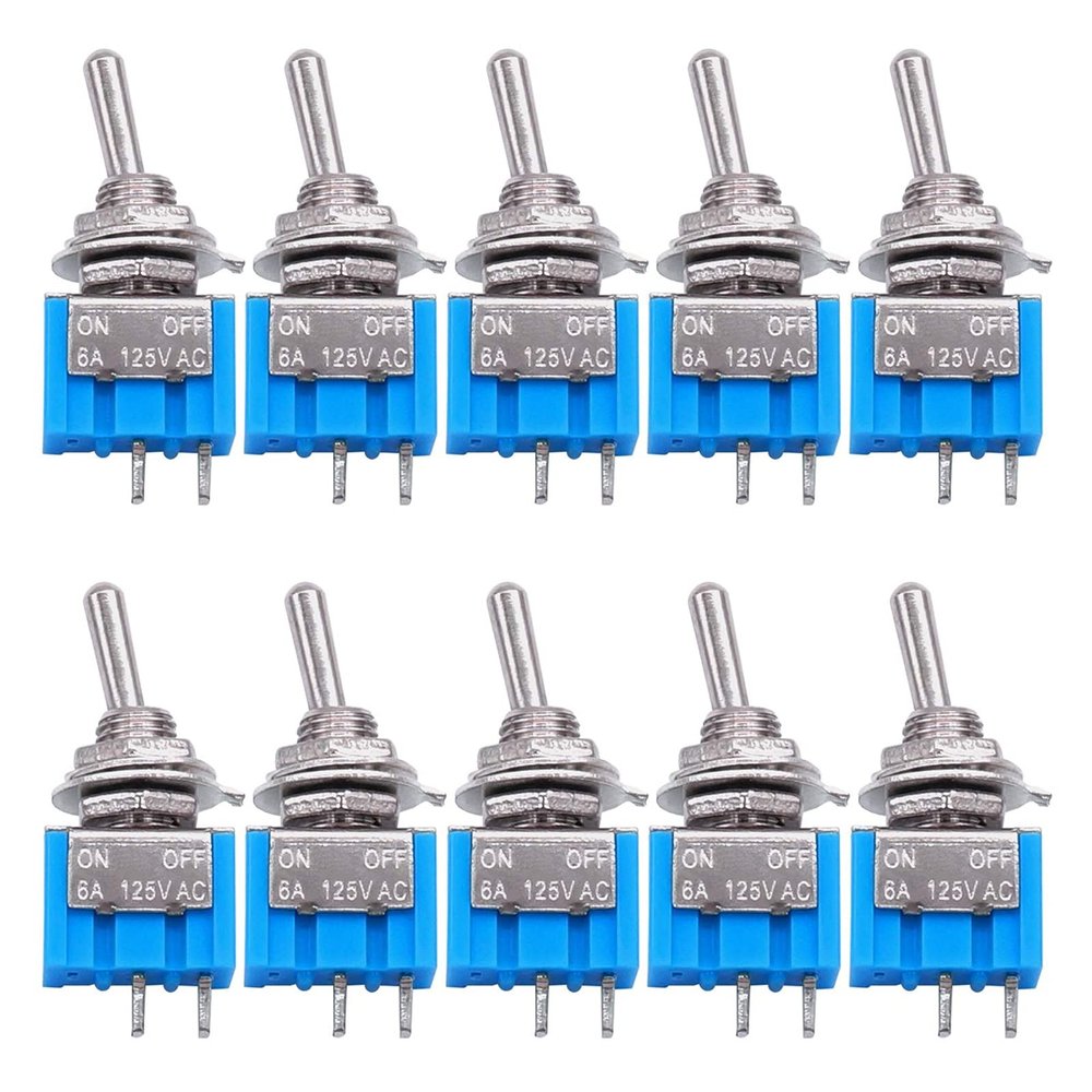 NIXCON 10PCS 2 Pin SPST Touch ON/Off 6A 125V 2 Position Mini Miniature Toggle Switc