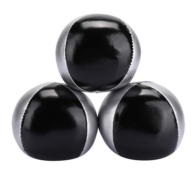 3PCS Silver Black PU Leather Portable Juggling Ball Performance Props, Lightweight, Suitable for All Skill Levels