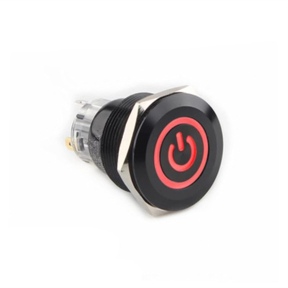 WARTHY 19mm Alumina Black Metal Button Switch Power Sign LED Latching Self-Reset Momentary 1NO 1NC red Blue Green White Yellow (Size : 5V)