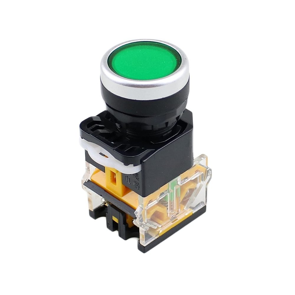 WARTHY Self Reset Double Head Button Switch red Green with Light LA38 Flat Head Switch 22mm (Color : La38 203 G)