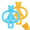 2 Pack Baby Teething Toys for 0-6 6-12 Months, Silicone Baby Bear Teether, Easy to Grip Teether for Babies Infants Boys Girls, BPA Free, Blue and Yellow view 1