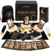 SUGEYA Tarot Cards with Guide Book, 78 Black Tarot Deck Set with Table Cloth, Chakra Stones, Velvet Bag and More, Classic Tarot Cards for Beginners Kit, Fortune Telling Game view 1