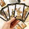SUGEYA Tarot Cards with Guide Book, 78 Black Tarot Deck Set with Table Cloth, Chakra Stones, Velvet Bag and More, Classic Tarot Cards for Beginners Kit, Fortune Telling Game view 2