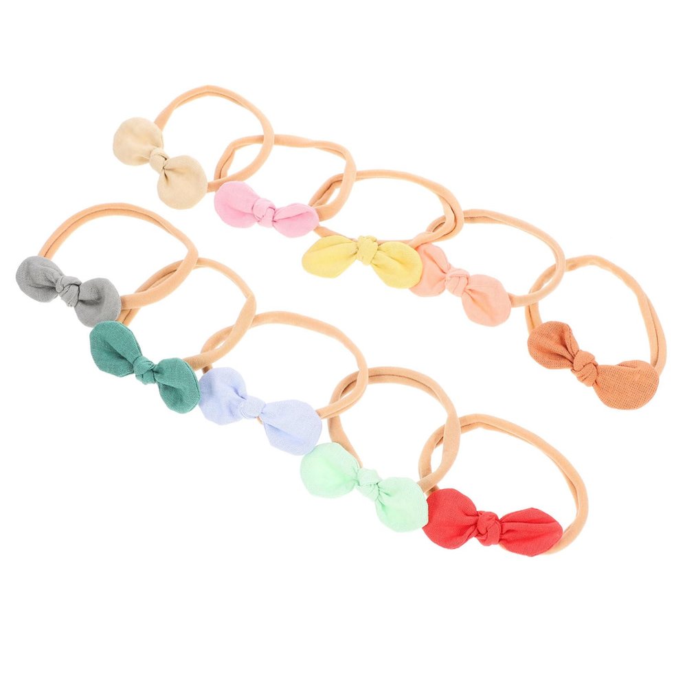 Angoily 10pcs Elastic Traceless Headbands for Girls Soft Flax Hair Accessories with Cute Ear Design for Everyday Wear and Special Occasions