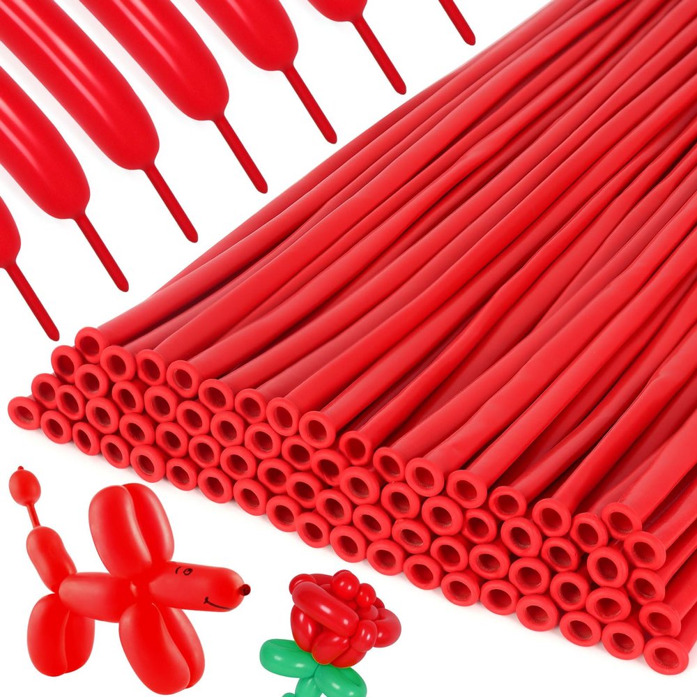 100 Pcs 260 Long Balloons,Red Thickening Latex Long Balloons for Animal Model,Long Twisting Balloons for Halloween Animal Shape Model Weddings Birthdays Party Decorations(Red)