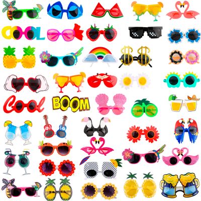 Sonarun 42 Pairs of Hawaii Luau Party Sunglasses Fun Hawaiian Sunglasses Tropical Masquerade Photo Props for Holiday Gifts Summer Hawaii Luau Beach Pool Party