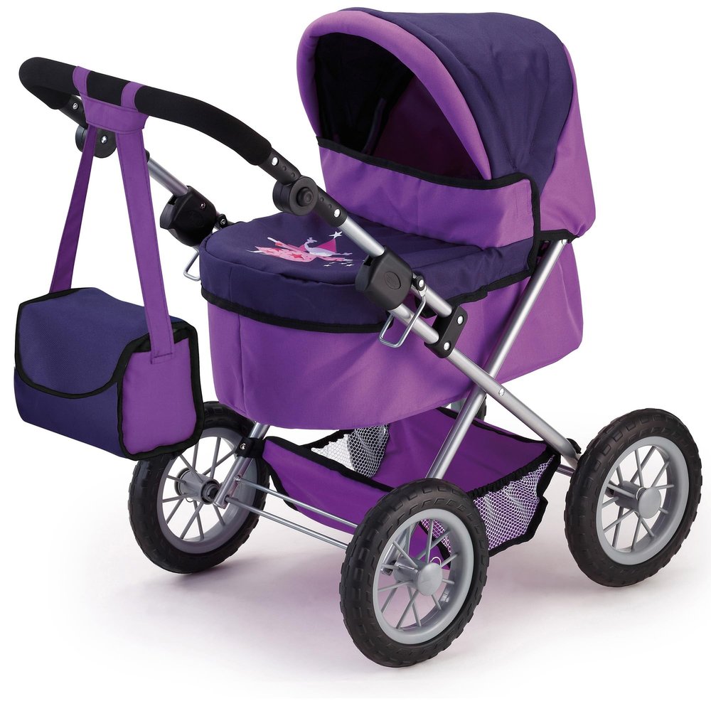 Bayer: Trendy Pram - Two-Tone Purple & Fairy - Accessory for Dolls Up to 18", Shoulder Bag, Adjustable Handle, Foldable, Kids Toy Ages 3+