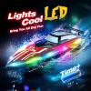 JOI MEW RC Boat for Kids with LED Lights, 2.4Ghz Remote Control Racing Boats for 8-12,Toy Water Boat for Pools & Lakes with Waterproof,Rechargeable Battery, for Boys Girls RED view 3