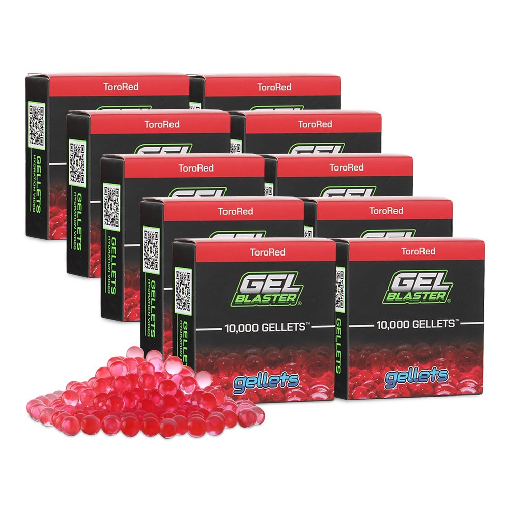 Gel Blaster Gellets Refill Ammo, 100,000 Red Gellets - Made for Gel Blasters - Colorful Eco Friendly, Non-Toxic, Water Based Gel Balls - Made Specifically for Gel Blaster - Ages 14+