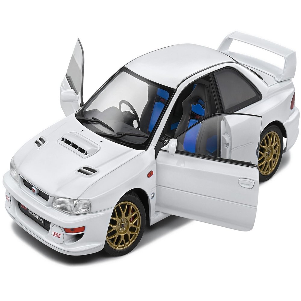1998 Impreza 22B RHD (Right Hand Drive) Pure White with Gold Wheels 1/18 Diecast Model Car by Solido S1807404