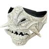 Beyond Collectibles Japanese Monster Hannya Mask Demon Oni Samurai Half Face Shield Crack (White), One size fit most, Black view 3