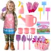 JOI MEW Kids Pink Gardening Tools Set, Garden Toys w/Metal Rake, Shovel, Trowel, Watering Can, Gloves, Tote Bag, Plant pots, DIY Bookmark Kits, Spring Summer Toy Outdoor Gift for Toddler Boy Girl view 1