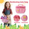 JOI MEW Kids Pink Gardening Tools Set, Garden Toys w/Metal Rake, Shovel, Trowel, Watering Can, Gloves, Tote Bag, Plant pots, DIY Bookmark Kits, Spring Summer Toy Outdoor Gift for Toddler Boy Girl view 4