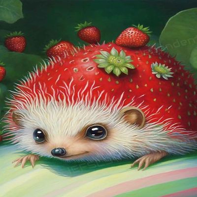 1000 Piece Puzzle for Adults and Seniors - Strawberry Hedgehog Farm Rounded Corner Wooden Puzzle - Fun Wall Art - Unique Gift - Great Gift for Puzzle Lovers