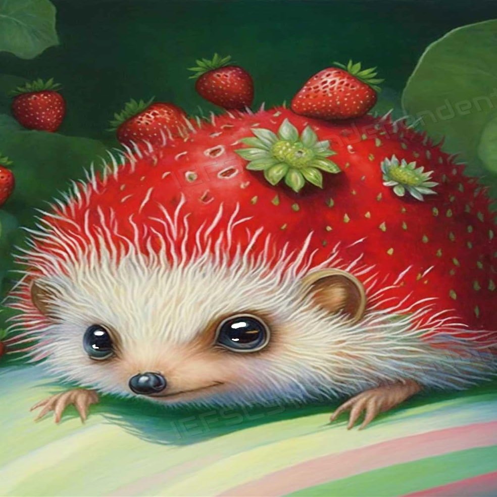 1000 Piece Puzzle for Adults and Seniors - Strawberry Hedgehog Farm Rounded Corner Wooden Puzzle - Fun Wall Art - Unique Gift - Great Gift for Puzzle Lovers