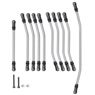 Tsolay 10PCS Stainless Steel Link Rod Linkage Unassembled Kit with Rod End for 1/10 RC Crawler Car for Axial for Wraith 90018 Parts Modification Accessories