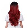 Edivd Black Ombre Red Wig for Kids Long Black Mixed Wine Red Middle Part Wig for Child Long Wavy Curly Wigs for Girls Heat Resistant Synthetic Wigs with Cap view 4