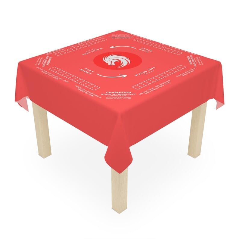 Mahjong Tablecloth - 55 x 55, Solid Color Variations (Pink), Includes Instructions and Rules
