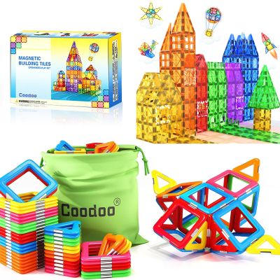 90 PCS Magnetic Building Tiles - Kids STEM Magnetic Blocks Sensory Toys for Boys & Girls Aged 3+