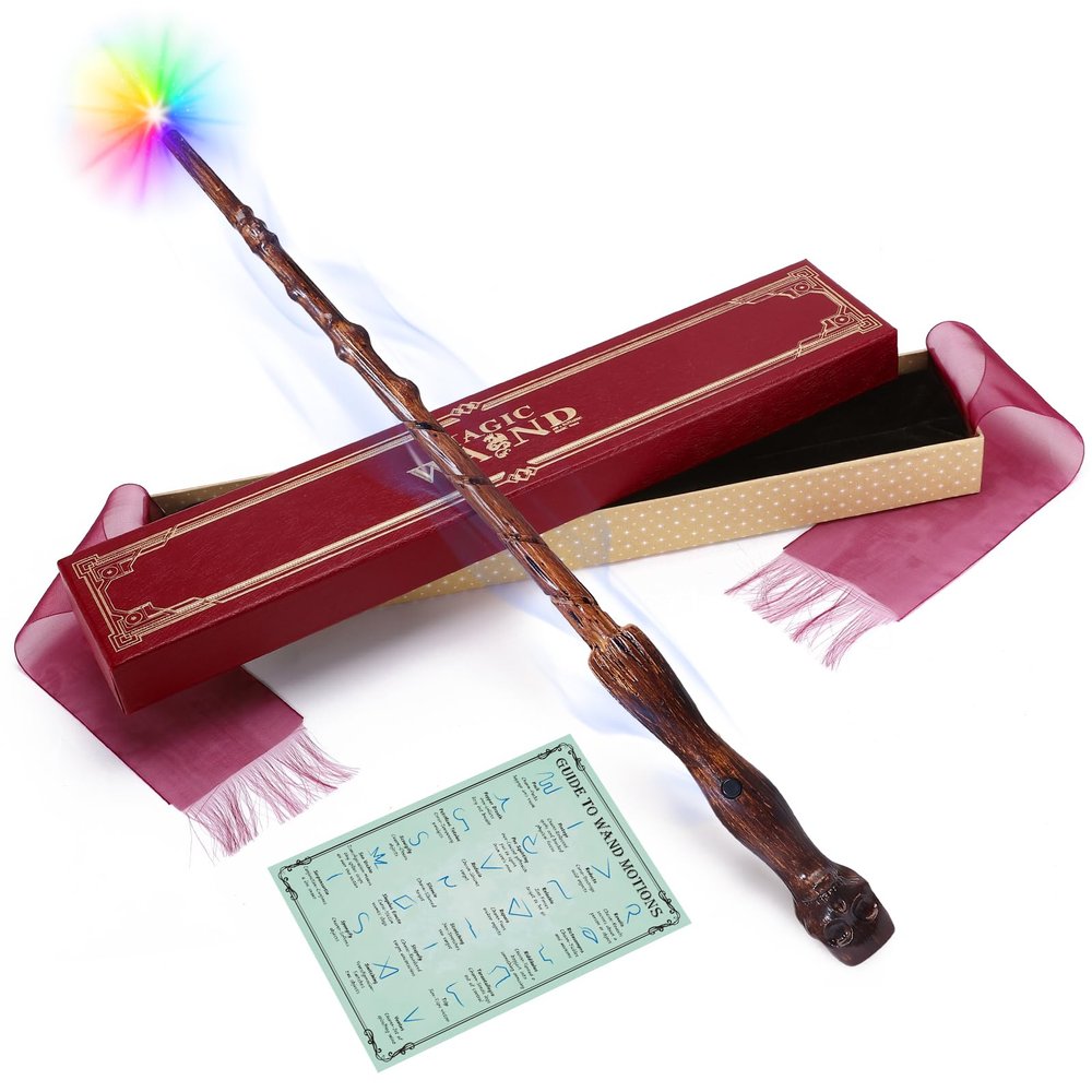 ShinySong Rechargeable Light Up Wizard Wand with Gradient Lighting, Illuminating Magic Witch Wands for Kids Christmas Cosplay Party, Ghost