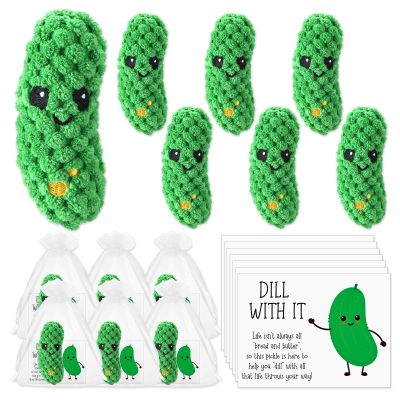 24 Set Crochet Pickle Gifts with Support Cards Bulk Positive Employee Appreciation Party Favors for Office Coworker Staff Employees Nurse Students Inspirational Cucumber (Classic)