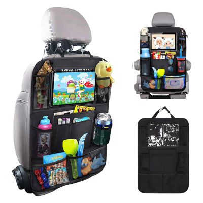 Matenf Car Organizer Back Seat with 9 Storage Pockets & 10 Tablet Holder, 1Pack Seat Back Cover for Kids Toddlers, Kick Mats Protector, Keep Cars Vehicles Organized & Tidy, Travel Accessories