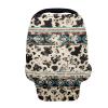 Binienty Aztec Cow Print Nursing Cover for Newborns Girls Boys, Stretchy Breathable Baby Car Seat Covers Infants Canopies view 1