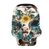 Binienty Brown Cow Sunflower Stretchy Car Seat Covers for Baby Boys Girls Infants,Breathable Babies Stroller Cover Canopies,Baby Shower Gifts view 1