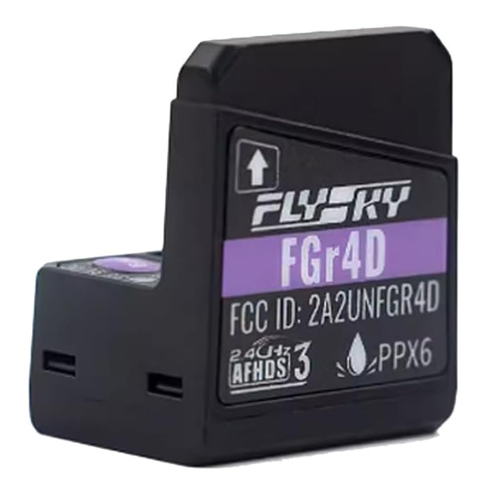 Goolsky Flysky FGr4D Receiver, 2.4GHz 4CH Waterproof Receiver Built-in Dual Antenna Compatible with Flysky All AFHDS 3 RC Transmitter Noble NB4 PL18 EL18 for RC Car Boat