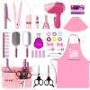 deAO Girls Beauty Salon Set, 32PCS Kids Beauty Salon Toy Kit,Pretend Play Hair Stylist Toy Kit with Hairdryer, Barber Costume Apron,Hair Styling Toy Playset Christmas Birthday for Girls view 1