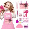 deAO Girls Beauty Salon Set, 32PCS Kids Beauty Salon Toy Kit,Pretend Play Hair Stylist Toy Kit with Hairdryer, Barber Costume Apron,Hair Styling Toy Playset Christmas Birthday for Girls view 2