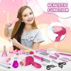 deAO Girls Beauty Salon Set, 32PCS Kids Beauty Salon Toy Kit,Pretend Play Hair Stylist Toy Kit with Hairdryer, Barber Costume Apron,Hair Styling Toy Playset Christmas Birthday for Girls view 4