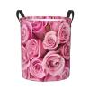 Foruidea Bright Pink Roses Laundry Basket,Laundry Hamper,Collapsible Storage Bin, Oxford Fabric Clothes Baskets,Nursery Hamper For Home,Office,Dorm,Gift Basket view 1