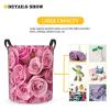 Foruidea Bright Pink Roses Laundry Basket,Laundry Hamper,Collapsible Storage Bin, Oxford Fabric Clothes Baskets,Nursery Hamper For Home,Office,Dorm,Gift Basket view 3
