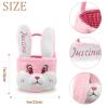 Atiming Personalized Plush Easter Basket for Kids, 1 Pack Custom Easter Furry Bunny Basket with Name for Boys Girls Easter Eggs Hunt Basket Easter Party Gift Bags view 2