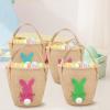 Atiming Personalized Bunny Easter Basket for Kids, 1 Pack Custom Easter Egg Hunting Basket with Name for Boys Girls Easter Bunny Eggs Hunt Basket Easter Party Gift Bags (Jute Pink Bunny) view 2