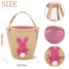 Atiming Personalized Bunny Easter Basket for Kids, 1 Pack Custom Easter Egg Hunting Basket with Name for Boys Girls Easter Bunny Eggs Hunt Basket Easter Party Gift Bags (Jute Pink Bunny) view 3