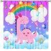 Cute Dinosaur Kids Curtains,Starry Sky Rainbow Window Treatments for Girls Bedroom Living Room Nursery Baby Room Lovely Cartoon Animal Drapes 2 Panel Set,Total Size 84" x 84" view 1