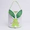 Amidaky Personalized Easter Bunny Baskets Bulk for Kids Easter Bunny Canvas Basket with Handle for Easter Egg Hunts Decorations Candy Gifts Storage Green view 1