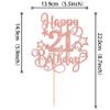 1 PCS Happy 21st Birthday Cake Topper Glitter Cheers to 21 Years Birthday Cake Pick Hello 21 Fabulous Cake Decoration for Happy 21st Birthday Anniversary Party Decorations Supplies Rose Gold view 2