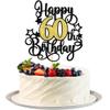 1 PCS Happy 60th Birthday Cake Topper Black Gold Glitter Cheers to 60 Years Birthday Cake Pick Hello 60 Fabulous Cake Decoration for Happy 60th Birthday Anniversary Party Decorations Supplies view 1