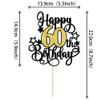 1 PCS Happy 60th Birthday Cake Topper Black Gold Glitter Cheers to 60 Years Birthday Cake Pick Hello 60 Fabulous Cake Decoration for Happy 60th Birthday Anniversary Party Decorations Supplies view 2