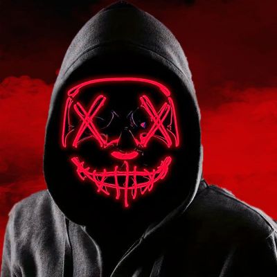 Boolavard Halloween Mask LED Light up Mask for Festival Cosplay Halloween Costume Masquerade Parties, Carnival, Gifts (Red)