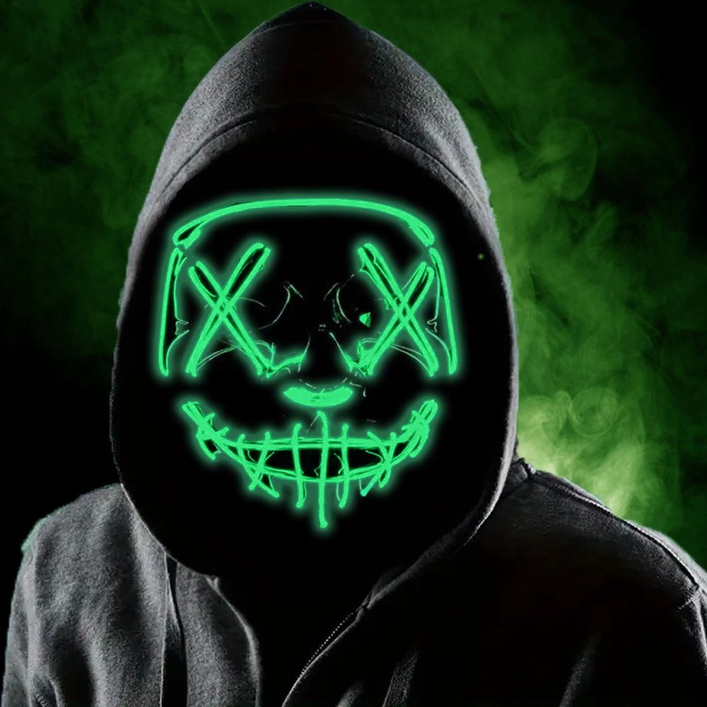 Boolavard Halloween Mask LED Light up Mask for Festival Cosplay Halloween Costume Masquerade Parties, Carnival, Gifts (Green)